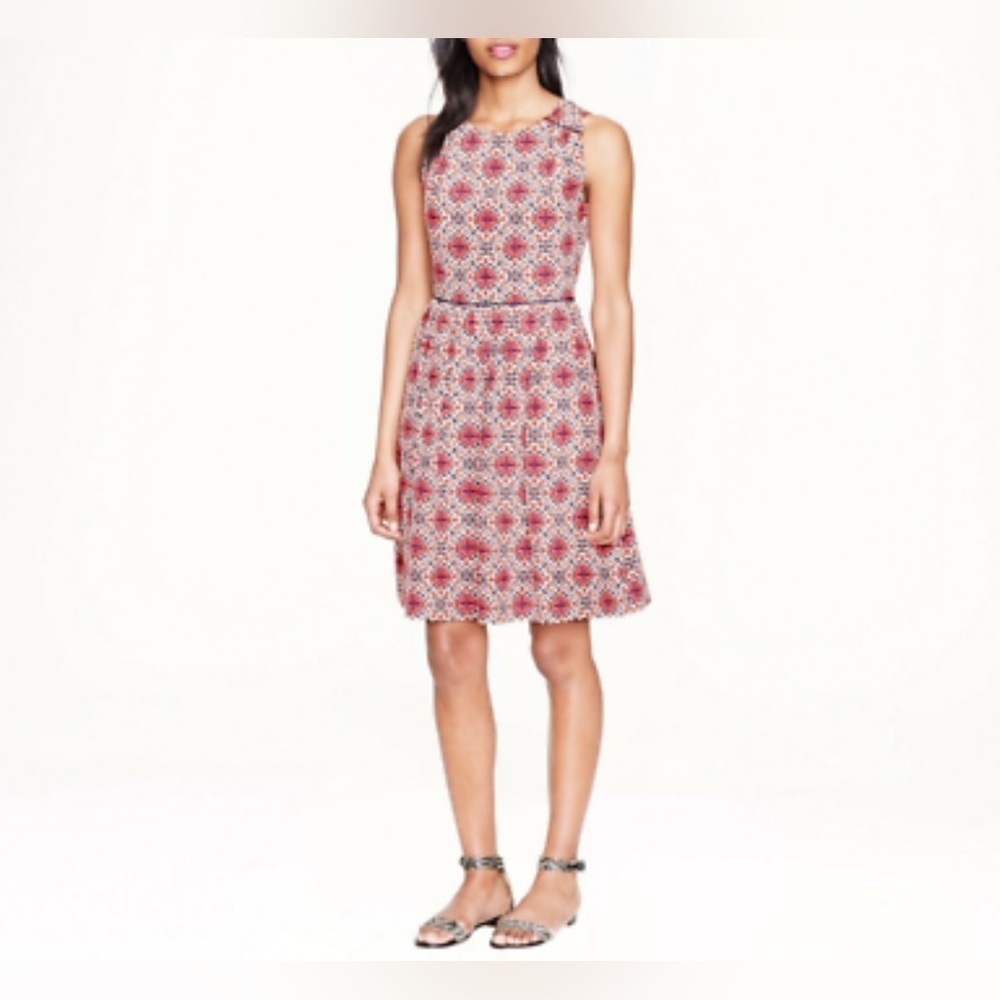 J. Crew California Poppy Dress Silk Medallion Pattern Women’s Size 6